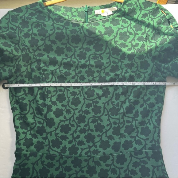 Boden Green Floral Alexis Midi Dress Button Sleeves Size 4R - Picture 8 of 14